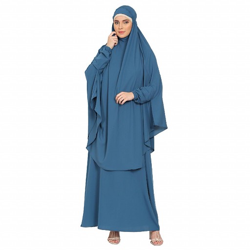 	Two piece Jilbab with inner abaya - French Blue